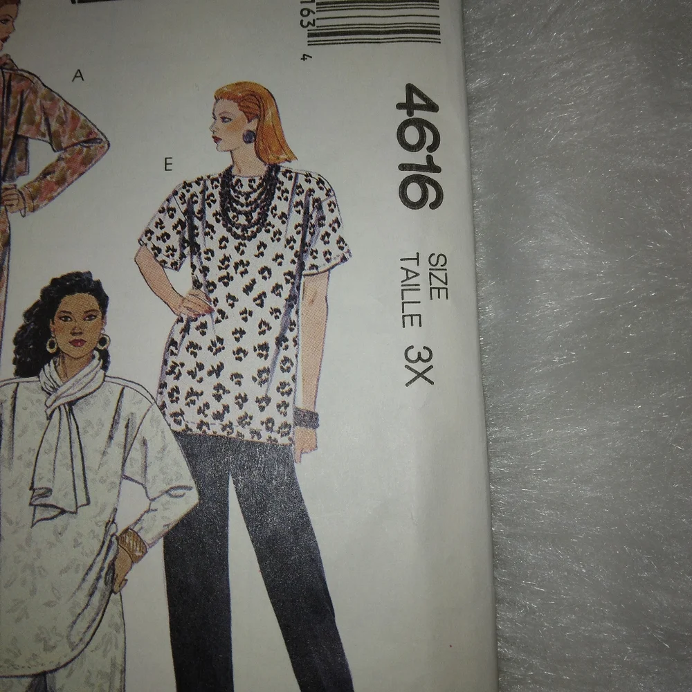 MCCALL'S 4616 Sz 3X Woman's Dress Tunic Skirts Pants Scarf,  Bust 48-50 inches
